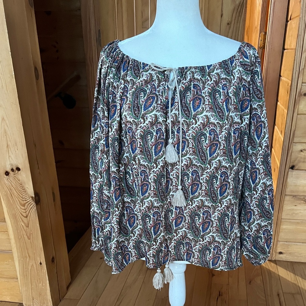 Demim & Supply Ralph Lauren boho peasant tassle top